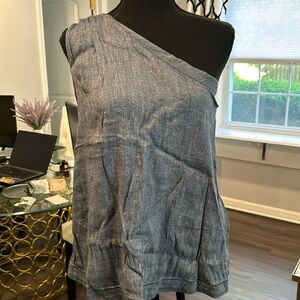Dark denim cold shoulder top …